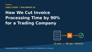 Invoice processing pipeline: from manual entry taking 15 minutes to automated processing in 40 seconds